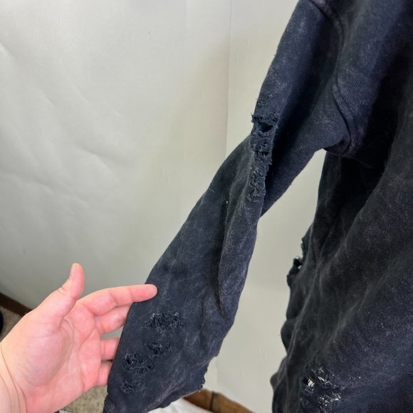 Joe's Jeans Bibiana Pullover XS Black Sweatshirt Distressed Destroyed Holes Used - Picture 7 of 13